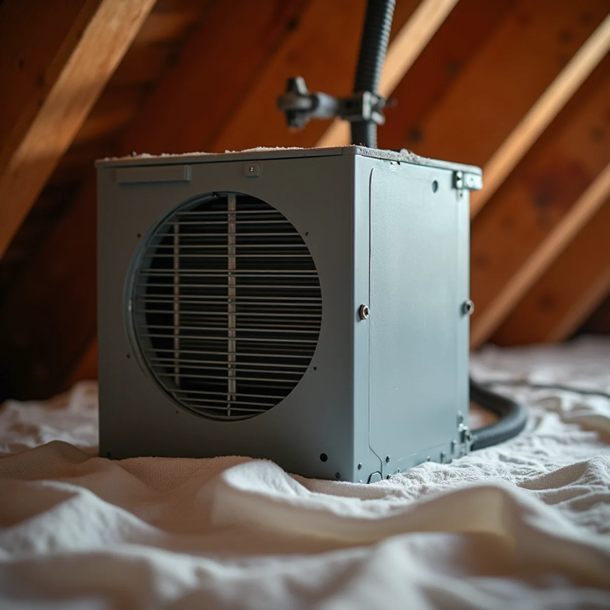 Horizontal low-profile air handler suspended in low-clearance residential attic crawl space - Comfort SOS Guide
