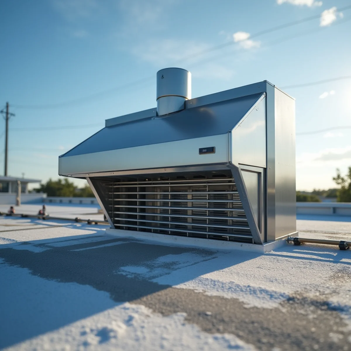 Commercial restaurant exhaust fan and make-up air unit mounted on commercial roof curb - Comfort SOS Guide